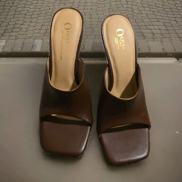 NWOT Oliva Ferguson Brown  Square  Toe Sandals Sz 7 - Picture 4 of 4